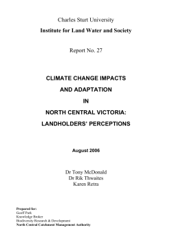 Climate change impacts and adaptation in North Central Victoria: Landholders' perceptions