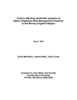 Factors affecting landholder adoption of native vegetation best management practices in the Murray Irrigation Region, NSW