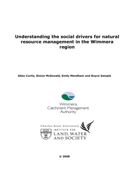 Understanding the social drivers for natural resource management in the Wimmera region