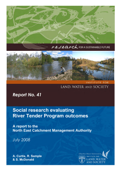 Social research evaluating River Tender Program outcomes: A report to the North East Catchment Management Authority