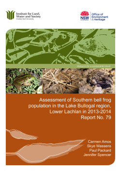 Assessment of Southern bell frog population in the Lake Bullogal region, Lower Lachlan in 2013-2014