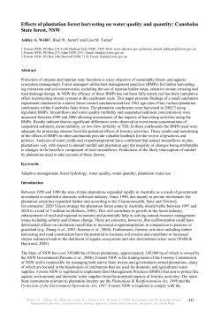 Effects of plantation forest harvesting on water quality and quantity: Canobolas State forest, NSW