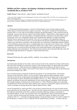Biofilm and flow regimes: developing a biological monitoring program for the Nymboida River, northern NSW