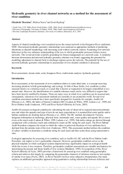 Hydraulic geometry in river channel networks as a method for the assessment of river condition