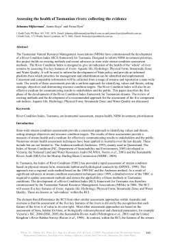 Assessing the health of Tasmanian rivers: collecting the evidence