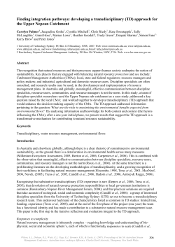 Finding integration pathways: developing a transdisciplinary (TD) approach for the Upper Nepean Catchment