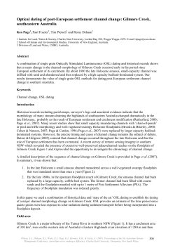Optical dating of post-European settlement channel change: Gilmore Creek, south-eastern Australia