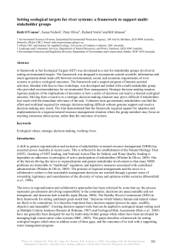 Setting ecological targets for river systems: a framework to support multi-stakeholder groups