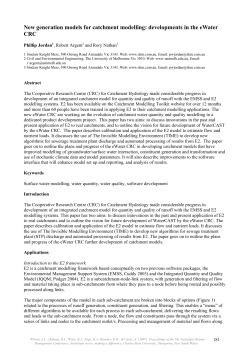 New generation models for catchment modelling: developments in the eWater CRC