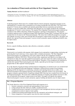 An evaluation of Waterwatch activities in West Gippsland, Victoria