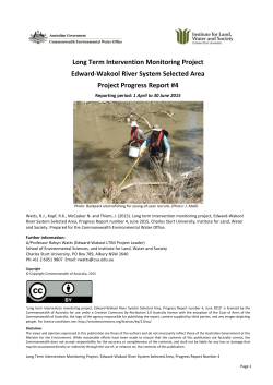 Edward-Wakool Selected Area Progress Report April - June 2015