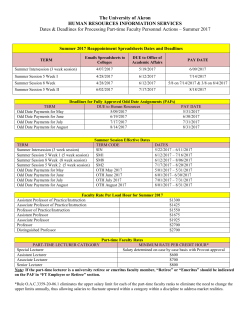 Dates and Deadlines for Processing Part-time Personnel Actions