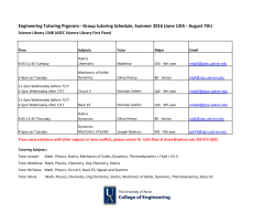 Tutoring Schedule