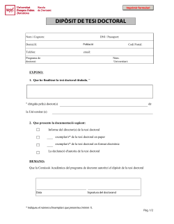 Impr s d'autoritzaci de dip sit i defensa de tesi doctoral