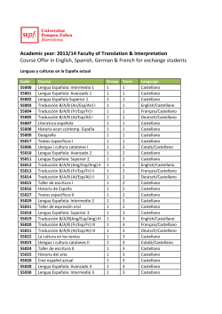 a list of courses taught in either Spanish or English
