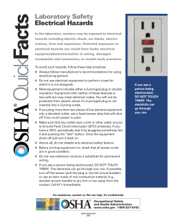 OSHA Quick Facts Laboratory Safety Electrical Hazards