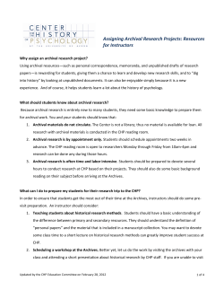 Instructor's Guide for Coordinating Archival Research Projects