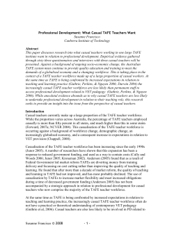 Professional Development: What Casual TAFE Teachers Want