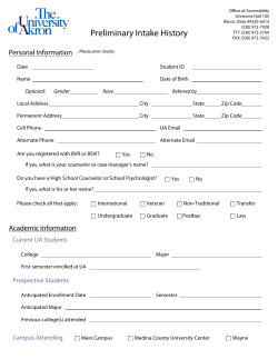 Preliminary Intake History Form