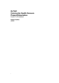 Download HLT441 Subject Outline