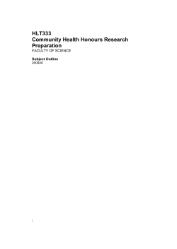 Download HLT333 Subject Outline