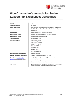 Formally recognise excellence in leadership demonstrated by senior leaders of the University