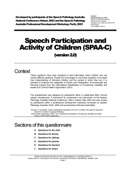 Speech Participation and Activity Assessment -Children (SPAA-C) version 2 (2004)