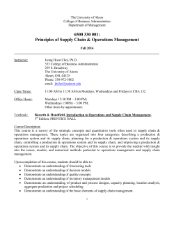 Principles of Supply Chain Operations Management