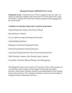 6400:602 Managerial Finance