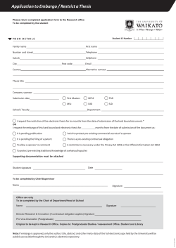 Application to Embargo / Restrict a Thesis
