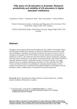 Fifty years of LIS education in Australia: Research productivity and visibility of LIS educators in higher education institutions