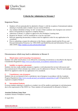 Open Criteria for Admission to Stream 3 Document