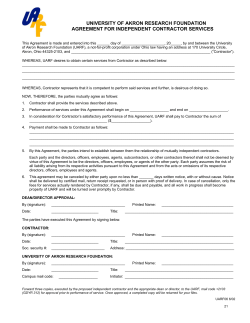 Agreement for Independent Contractor Services