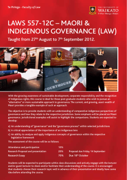 LAWS557 Maori Indigenous Governance paper begins this month