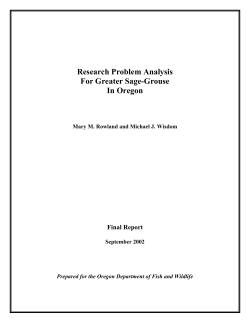 Research problem analysis for greater sage-grouse in Oregon: final report