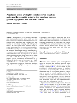 Population cycles are highly correlated over long time series and large spatial scales in two unrelated species: greater sage-grouse and cottontail rabbits