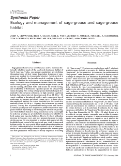 Ecology and management of sage-grouse and sage-grouse habitat