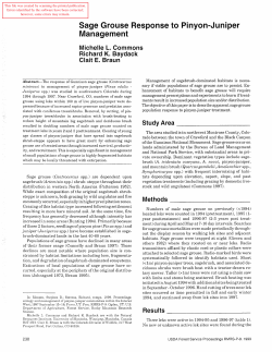 Sage grouse response to pinyon-juniper management