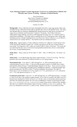 Fence marking to reduce Greater sage-grouse collisions and mortality near Farson, Wyoming: summary of interim results