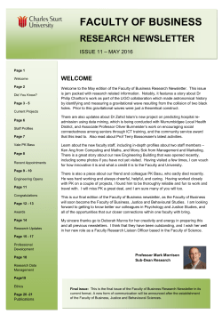 Faculty of Business Newsletter - Issue 11 May 2016