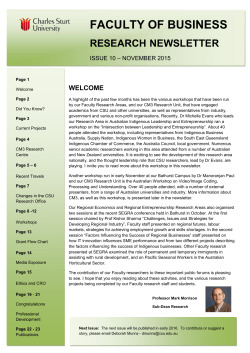 Faculty of Business Newsletter - Issue 10 November 2015