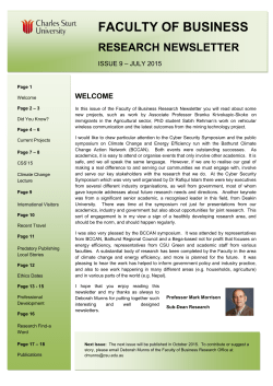 Faculty of Business Newsletter - Issue 9 July 2015