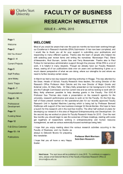 Faculty of Business Newsletter - Issue 8 April 2015