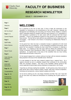 Faculty of Business Newsletter - Issue 7 December 2014