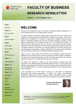 Faculty of Business Newsletter - Issue 6 September 2014