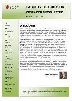 Faculty of Business Newsletter - Issue 5 June 2014