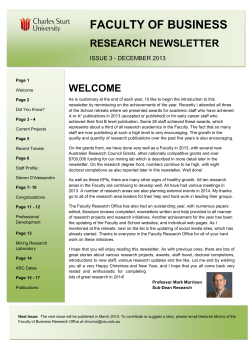 Faculty of Business Newsletter - Issue 3 December 2013