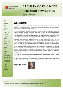 Faculty of Business Newsletter - Issue 1 June 2013