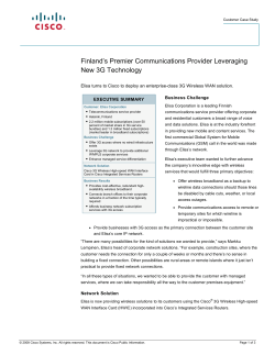 Finlands Premier Communications Provider Leveraging New 3G Technology