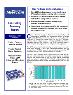 Cisco 2811 Integrated Services Router Miercom Report